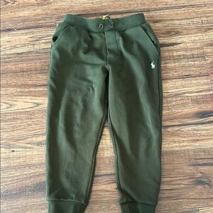 Ralph Lauren Green Sweatpants with Elastic Cuffs and Drawstring Waist